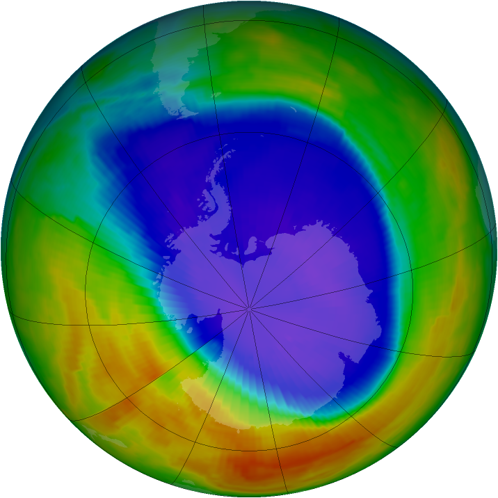 Antarctic ozone map for 16 September 1996